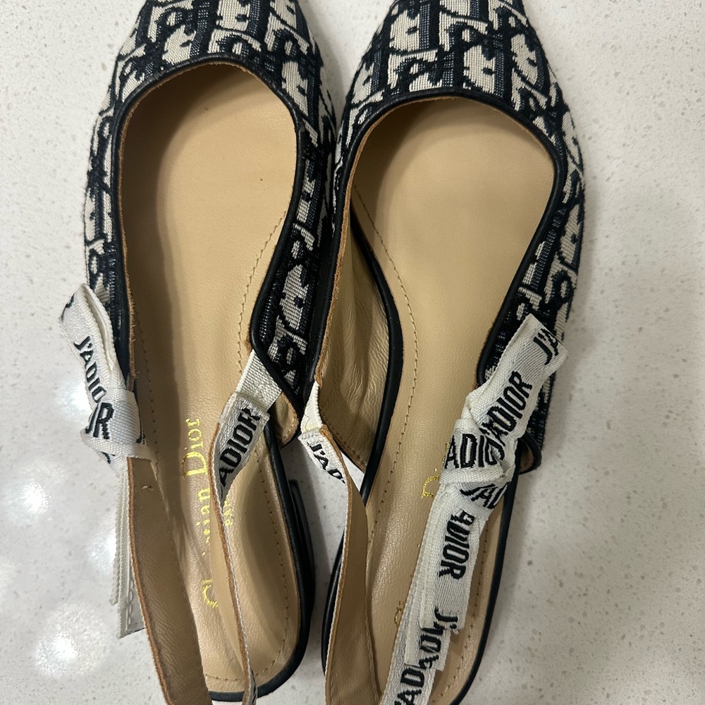 Dior Black and White Slingback Flats
